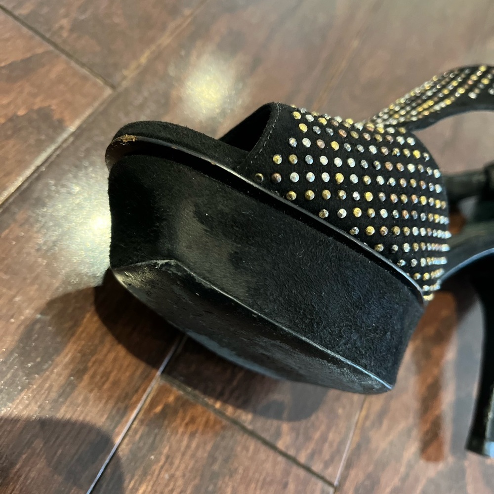 YSL black suede and gold studded heels - Picture 2 of 8